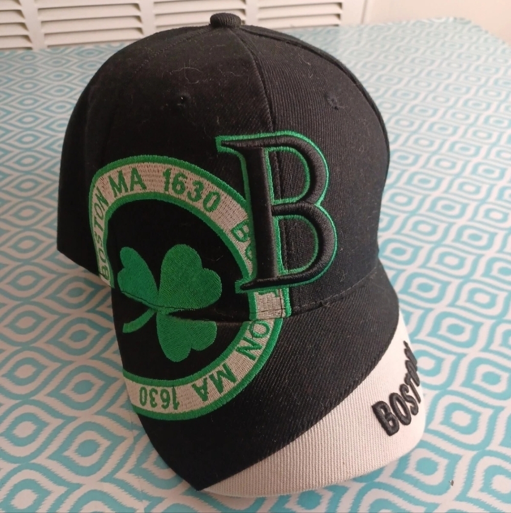 Boston Celtics Hat Bay State Apparel Adjustable Cap Black & Green Shamrock nwot